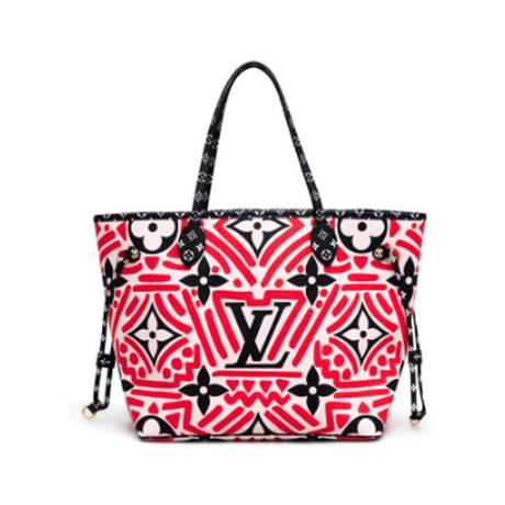 Louis Vuitton Neverfull MM, toile Giant Monogram enduite Red Black & White Crafty, doré