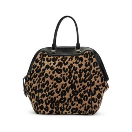 Louis Vuitton North-South, chenille & cuir Sprouse Tan & Black Leopard, argenté