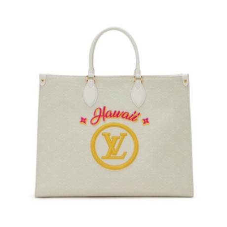 Louis Vuitton OnTheGo GM, jacquard Monogram Cream Hawaii