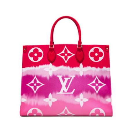 Louis Vuitton OnTheGo GM, toile Giant Monogram tie-dye enduite Red Escale, argenté