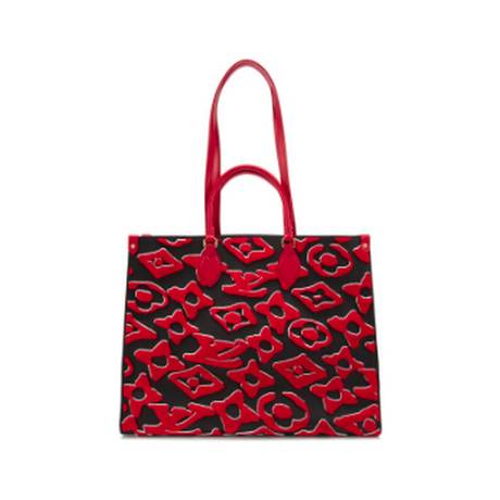 Louis Vuitton OnTheGo GM, toile Monogram tufté Red White & Black LVxUF, doré