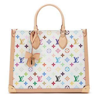 Louis Vuitton OnTheGo MM, toile Murakami White Multicolore, doré