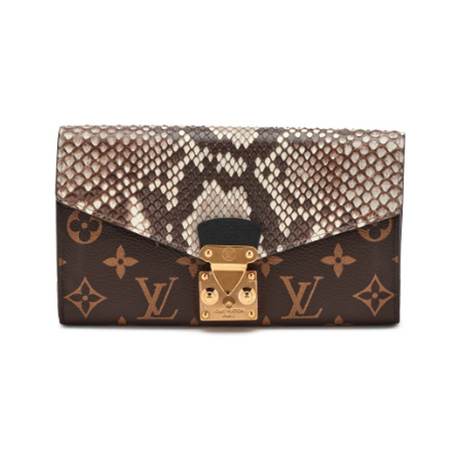 Louis Vuitton Pallas Long Wallet, python Monogram Brown, doré