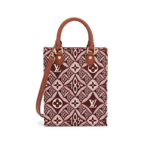 Louis Vuitton Petit Sac Plat, jacquard Monogram Bordeaux Since 1854, doré