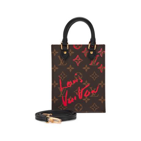 Louis Vuitton Petit Sac Plat, toile Monogram enduite Brown Fall in Love, doré