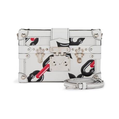 Louis Vuitton Petite Malle, Épi Red White & Black Chain Flower, argenté