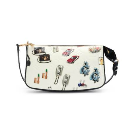 Louis Vuitton Pochette Accessoires, Vernis & cuir verni Monogram White Black Stickers, doré