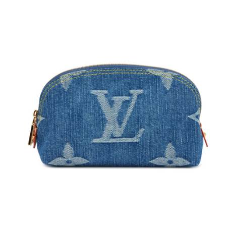 Louis Vuitton Pochette Cosmétique PM, denim Giant Monogram Blue, doré