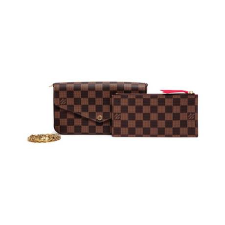 Louis Vuitton Pochette, Damier Ebene Brown Félicie, doré