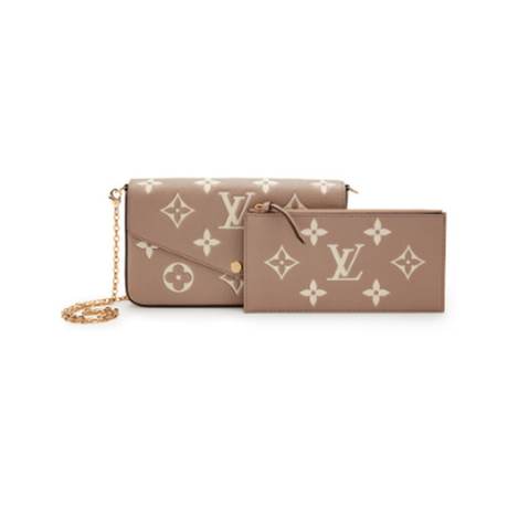 Louis Vuitton Pochette Félicie, Empreinte Monogram Tourterelle & Creme, doré