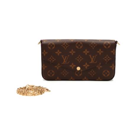 Louis Vuitton Pochette, toile Ebene Monogram enduite Félicie, doré