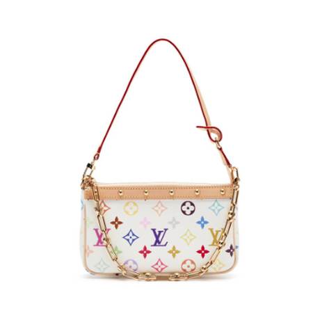 Louis Vuitton Pochette, toile Murakami Multicolore Monogram enduite White, doré