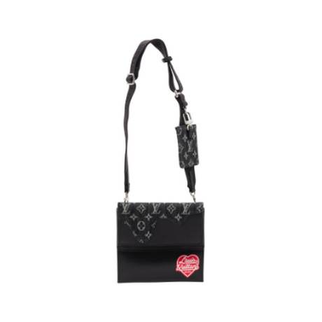 Louis Vuitton Pouch, denim & Taurillon Monogram Black Drip & Trio, argenté, Virgil Abloh x NIGO