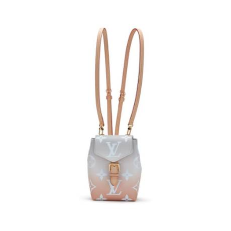 Louis Vuitton Sac à dos Tiny, toile Mist Giant Monogram enduite Gray The Pool, doré