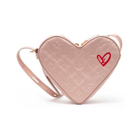 Louis Vuitton Sac Cœur, agneau Monogram embossé Dragée Light Pink Puffy, doré