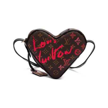 Louis Vuitton Sac Cœur Heart, toile Monogram enduite Brown Red & Pink Fall In Love, doré