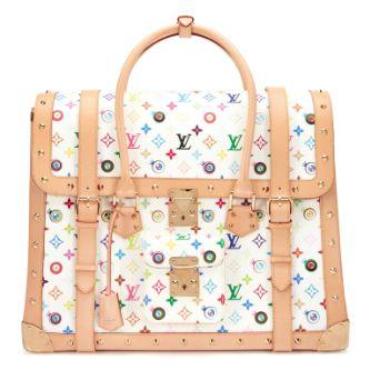 Louis Vuitton Sac « Eye Dare You » Gigantic Overnight, toile Murakami White Multicolore, doré