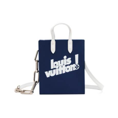 Louis Vuitton Sac Plat XS, vachette Blue Everyday LV, argenté, Virgil Abloh