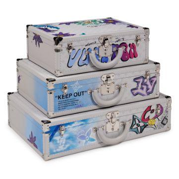 Louis Vuitton Set de 3 malles « Optic White » customisées par Ariana Pacino, édition limitée