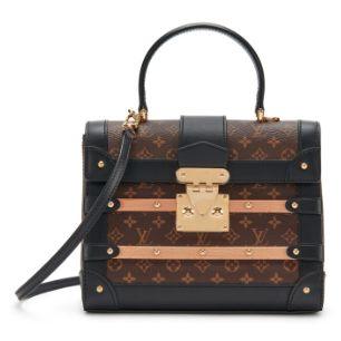Louis Vuitton Trianon PM, toile Monogram brune, bois & cuir Black, doré