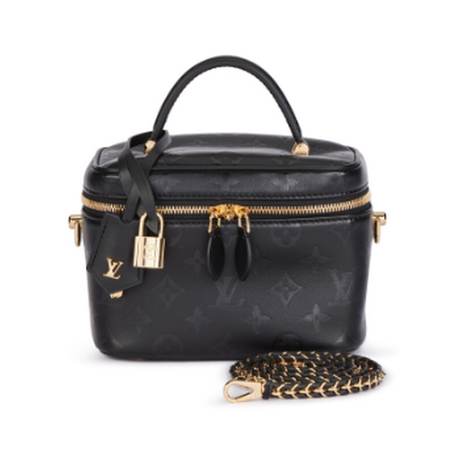 Louis Vuitton Vanity PM, agneau Monogram Ink Black, doré