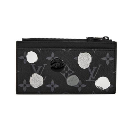 Louis Vuitton Zippy Card Holder, Kusama Paint Dot, Black Hardware