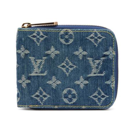 Louis Vuitton Zippy Wallet, denim Monogram Blue Small, doré
