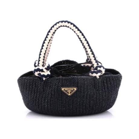 Prada Basket Tote Small, raphia crochet