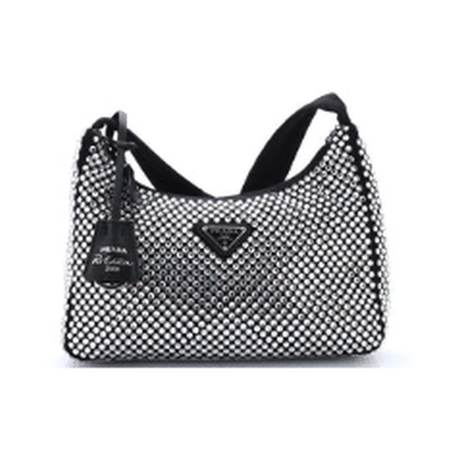 Prada Re-Edition 2000 Hobo Mini, satin serti de cristaux