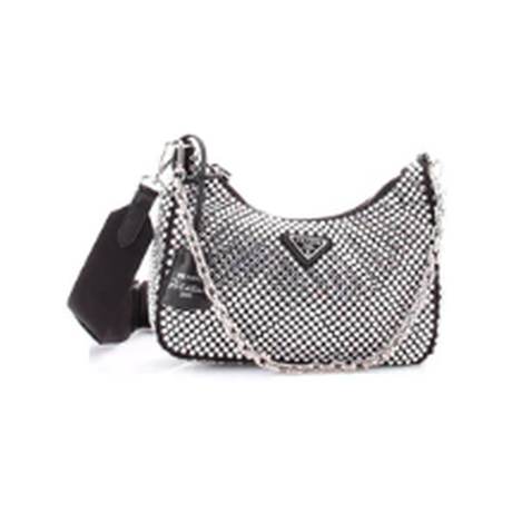 Prada Re-Edition 2005 Shoulder Small, satin serti de cristaux